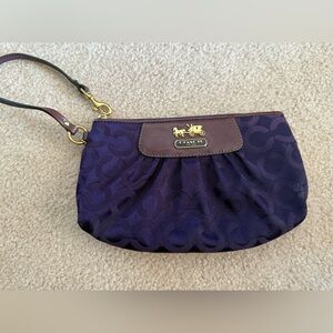 Coach Deep Purple Wristlet with Gold Accents NEW